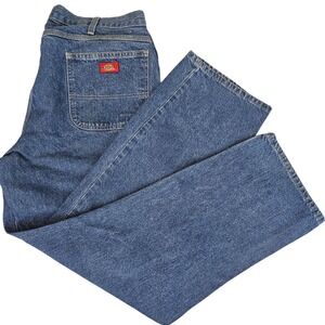 Dickes Mens 38x32 Medium Washed Straight Denim‎ Jeans Workwear Outdoor Rough